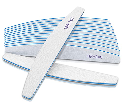 Nail File 12 PCS Professional Reusable 180240 Grit Double Sides Washable Nail File Manicure Tools for Natural Nails and Acrylic Nails Tools Suit for Home Salon